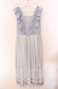 axes femme POETIQUE / トランプ刺繍エプロン風ワンピース M サックス O-25-09-20-053-AX-OP-OW-ZT066