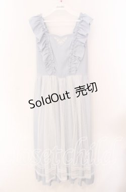 画像1: 【SALE】axes femme POETIQUE / トランプ刺繍エプロン風ワンピース M サックス O-25-09-20-053-AX-OP-OW-ZT066