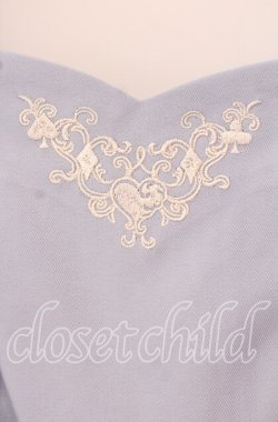画像2: axes femme POETIQUE / トランプ刺繍エプロン風ワンピース M サックス O-25-09-20-053-AX-OP-OW-OS