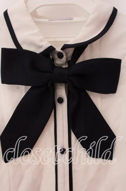 画像2: axes femme POETIQUE / パイピングデザインブラウス M シロ×ネイビー O-25-09-20-055-AX-BL-OW-OS