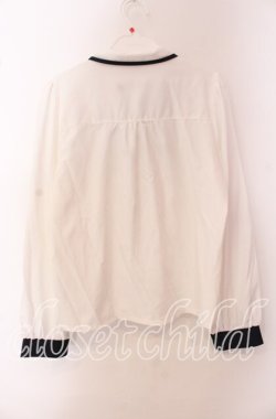 画像3: axes femme POETIQUE / パイピングデザインブラウス M シロ×ネイビー O-25-09-20-055-AX-BL-OW-OS