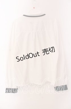 画像3: axes femme POETIQUE / パイピングデザインブラウス M シロ×ネイビー O-25-09-20-055-AX-BL-OW-OS