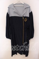 axes femme POETIQUE / エンブレムロングブルゾン M ネイビー×アオ O-25-09-20-057-AX-JA-OW-ZT513