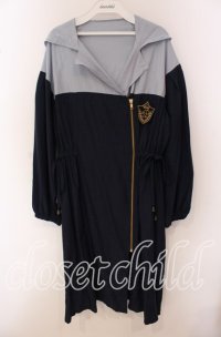 axes femme POETIQUE / エンブレムロングブルゾン M ネイビー×アオ O-25-09-20-057-AX-JA-OW-ZT513