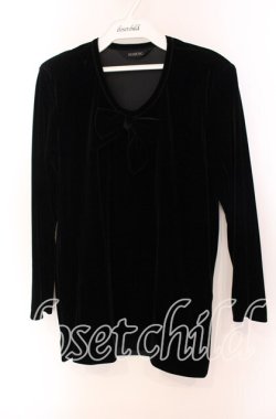 画像1: INGEBORG / ベルベットリボン長袖カットソー  クロ O-25-09-20-063-LO-TO-OW-OS