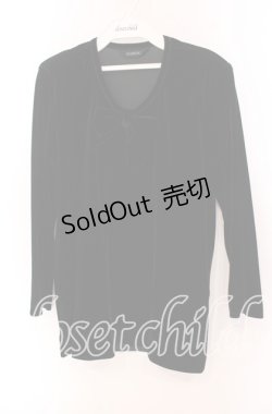 画像1: INGEBORG / ベルベットリボン長袖カットソー  クロ O-25-09-20-063-LO-TO-OW-OS