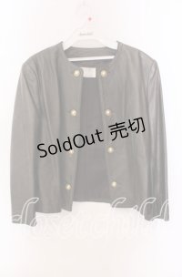 INGEBORG / パールボタン使いレザージャケット  チャコールグレー O-25-09-20-065-LO-JA-OW-ZI