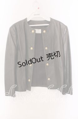 画像1: INGEBORG / パールボタン使いレザージャケット  チャコールグレー O-25-09-20-065-LO-JA-OW-ZI