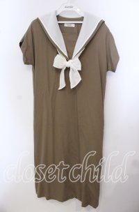 INGEBORG / セーラー半袖ワンピース  ベージュ O-25-09-20-091-LO-OP-OW-ZT119