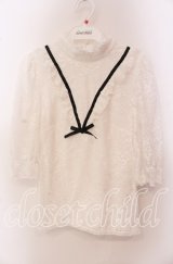 Ank Rouge / Vリボン配色レースプルオーバー M シロ O-25-09-20-096-CA-TO-OW-ZT162