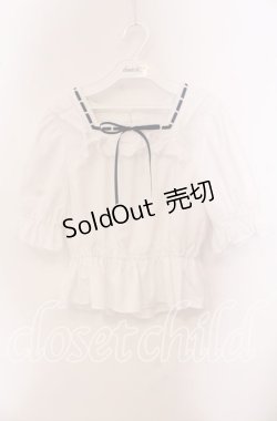 画像1: Fi.n.t / コットンレース使いはしごリボンブラウス F シロ×アオ O-25-09-20-100-CA-BL-OW-ZT360