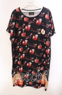 Enchantlic Enchantilly / 午後3時のクイーンバニーカットソーワンピース  クロ×アカ O-25-09-20-113-LO-OP-OW-OS