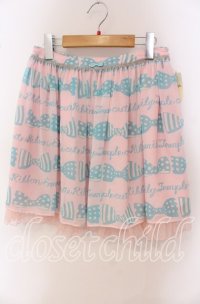 Emily Temple cute / リボン＆ロゴプリントスカート  ピンク O-25-09-20-119-ET-SK-OW-ZT456