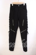 NieR Clothing / 高品質SIDE BRAID×4FAKE ZIP STYLISH PANTS パンツ  ブラック O-25-09-20-127-PU-PA-IG-OS