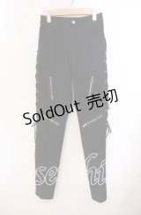 NieR Clothing / 高品質SIDE BRAID×4FAKE ZIP STYLISH PANTS パンツ  ブラック O-25-09-20-127-PU-PA-IG-ZT239