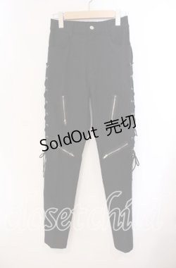 画像1: NieR Clothing / 高品質SIDE BRAID×4FAKE ZIP STYLISH PANTS パンツ  ブラック O-25-09-20-127-PU-PA-IG-ZT239