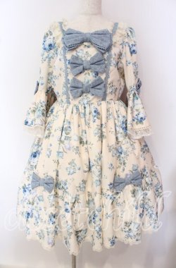 画像1: axes femme kawaii / アンティークローズ柄ワンピース 3L アイボリー×サックス O-25-09-20-017-AX-OP-OW-OS