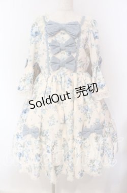 画像1: axes femme kawaii / アンティークローズ柄ワンピース 3L アイボリー×サックス O-25-09-20-017-AX-OP-OW-OS