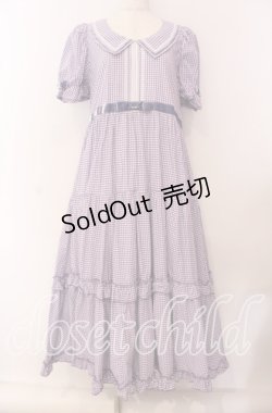 画像1: Maria pipi / セーラーカラーチェックレースドレス  ラベンダー O-25-09-20-018-EL-OP-OW-OS