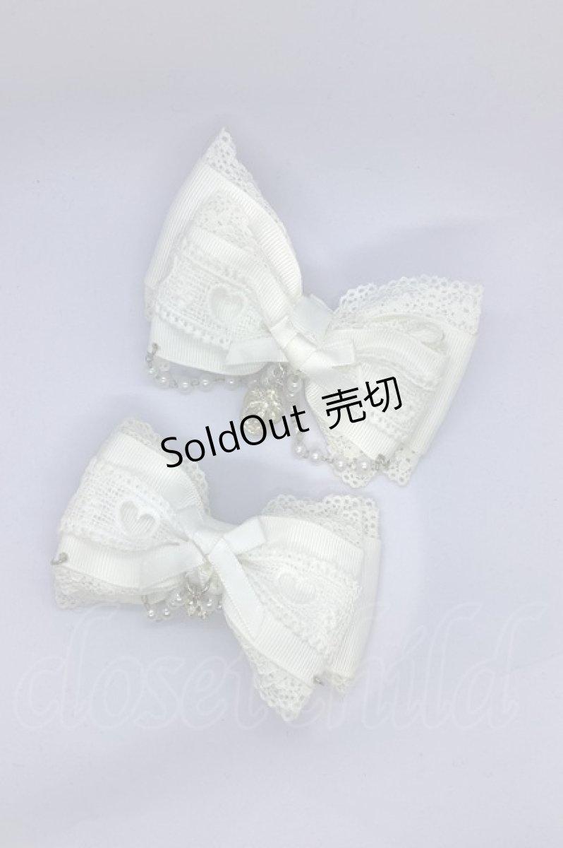 画像1: 【SALE】Princess Melody / クラウン×ハートレースりぼんクリップ  シロ O-25-09-21-013-EL-AC-IG-ZT488-F005 (1)