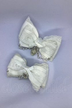 画像1: Princess Melody / クラウン×ハートレースりぼんクリップ  シロ O-25-09-21-013-EL-AC-IG-OS