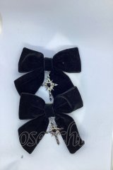 Jamieエーエヌケー / クロスモチーフベロアリボンバレッタ  クロ O-25-09-21-002-LO-AC-IG-ZT488-F005