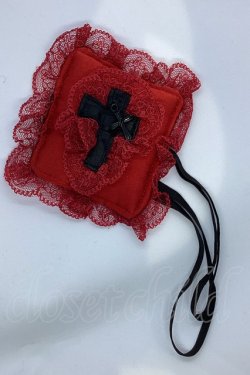 画像1: MARBLE / 十字架付きリバーシブルアイパッチ（眼帯）  赤×黒サテン×黒十字架 O-25-09-21-007-GO-ZA-IG-OS