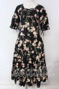 PINK HOUSE / フラワーティアードワンピース  クロ O-25-09-22-021-LO-OP-IG-OS