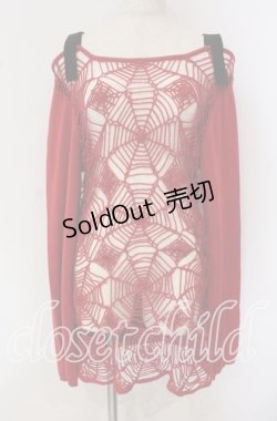 画像1: PUTUMAYO / バックプリントスパイダーレースオフショルニット  レッド×ブラック O-25-09-22-023-PT-TO-IG-OS
