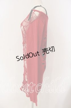 画像2: PUTUMAYO / バックプリントスパイダーレースオフショルニット  レッド×ブラック O-25-09-22-023-PT-TO-IG-OS