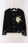 KANEKO ISAO / 花刺繍ノーカラージャケット  クロ O-25-09-22-031-EL-JA-OW-OS