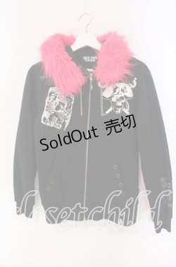 画像1: SEX POT ReVeNGe / 裏起毛ファーフードパーカー M ブラック×ピンク O-25-09-22-036-SP-TO-IG-OS