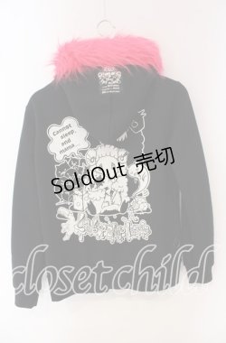 画像5: SEX POT ReVeNGe / 裏起毛ファーフードパーカー M ブラック×ピンク O-25-09-22-036-SP-TO-IG-OS