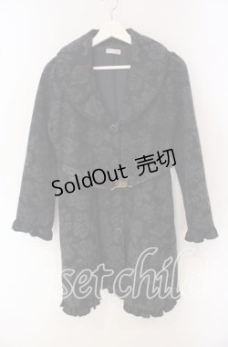 画像1: axes femme / ローズバックルベルト付きジャガードコート M クロ O-25-09-22-037-AX-CO-OW-OS