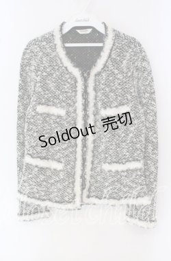 画像1: INGEBORG / モコモコニットカーディガン  クロ×シロ O-25-09-22-040-LO-TO-IG-OS