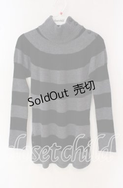 画像1: INGEBORG / ボタン使いボーダーニット 9 クロ×グレー O-25-09-22-041-LO-TO-OW-OS