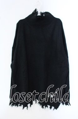 画像1: NieR Clothing / ハイネックDAMAGE UNISEX KNIT ニット  ブラック O-25-09-22-046-PU-TO-IG-OS