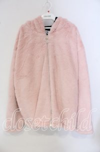 NieR Clothing / 超ふわもこBACK LOGO ZIP OUTER【PINK】アウター  ピンク O-25-09-22-049-PU-CO-IG-ZT-C046