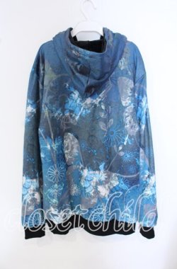 画像3: NieR Clothing / 内側超ふわもこ総柄GRADATION ZIP PARKA【和柄九尾×BUTTERFLY】 パーカー  ブルー系 O-25-09-22-053-PU-TO-IG-OS