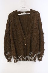 KANEKO ISAO / お花モチーフニットカーディガン  ブラウン O-25-09-22-054-EL-TO-OW-ZT388