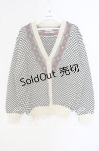 ATSUKI ONISHI / 格子柄ニットカーディガン  クロ×アイボリー O-25-09-22-056-LO-TO-OW-OS