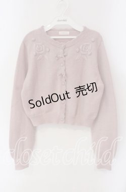 画像1: m petit by misako / バラ刺繍ニットカーディガン M ピンク O-25-09-22-060-LO-TO-IG-OS