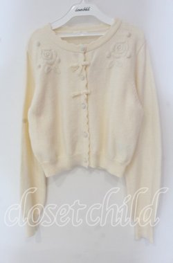 画像1: m petit by misako / バラ刺繍ニットカーディガン M アイボリー O-25-09-22-061-LO-TO-IG-OS