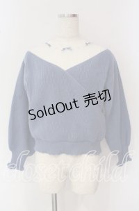 axes femme POETIQUE / カシュクールレイヤードプルオーバー M ブルー×オフ O-25-09-22-064-AX-TO-IG-OS