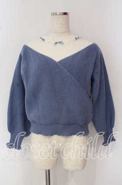 画像1: axes femme POETIQUE / カシュクールレイヤードプルオーバー M ブルー×オフ O-25-09-22-064-AX-TO-IG-OS