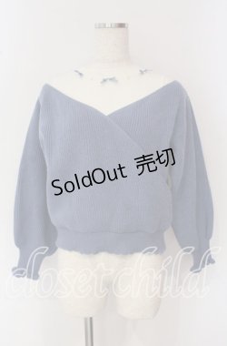 画像1: axes femme POETIQUE / カシュクールレイヤードプルオーバー M ブルー×オフ O-25-09-22-064-AX-TO-IG-OS