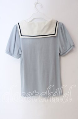 画像3: axes femme POETIQUE / 襟デザイン半袖カットソー  サックス×オフ O-25-09-22-066-AX-TO-IG-OS