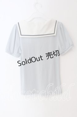 画像3: axes femme POETIQUE / 襟デザイン半袖カットソー  サックス×オフ O-25-09-22-066-AX-TO-IG-ZT262