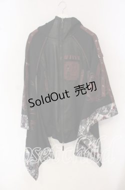 画像1: Qutie Frash / 龍プリントボア着物袖パーカー  ブラック×レッド O-25-09-22-071-QU-CO-IG-OS
