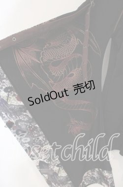 画像2: Qutie Frash / 龍プリントボア着物袖パーカー  ブラック×レッド O-25-09-22-071-QU-CO-IG-OS